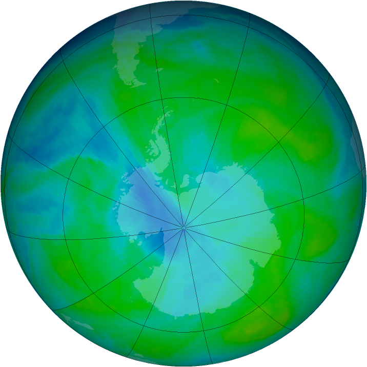 Antarctic ozone map for 26 December 1997
